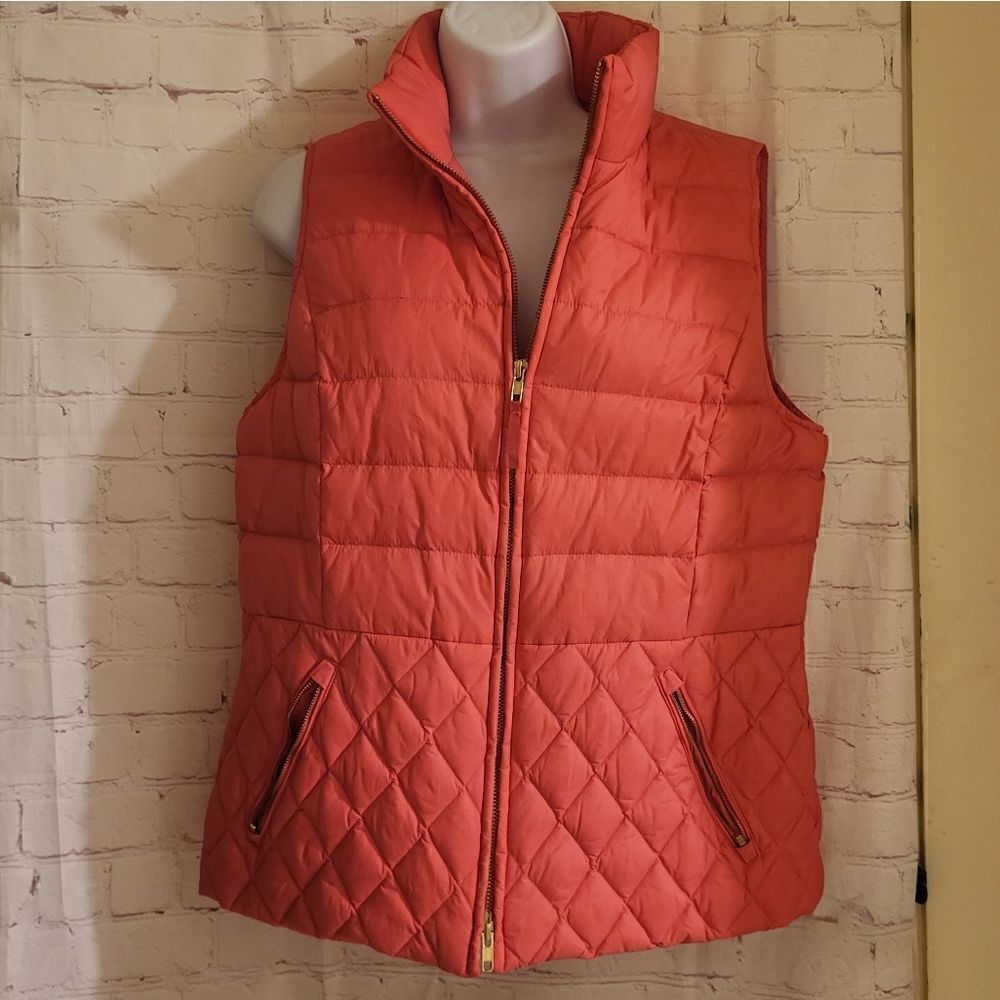 NEW Talbots Pink Quilted Real Goose Down Filled Puffer Vest Sz.Med Ret.$178